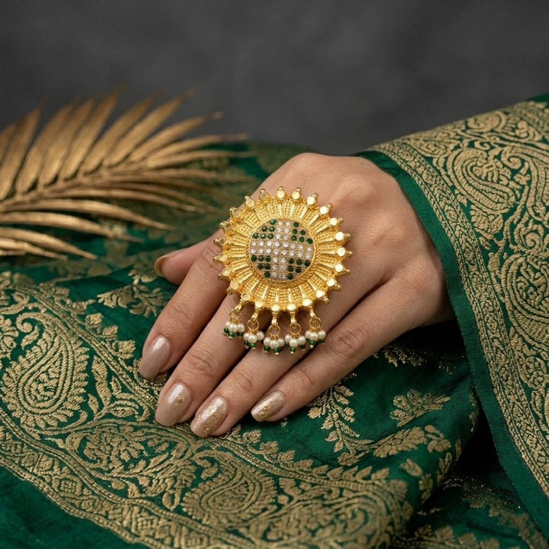 Green Color Big Size Fashion Rings