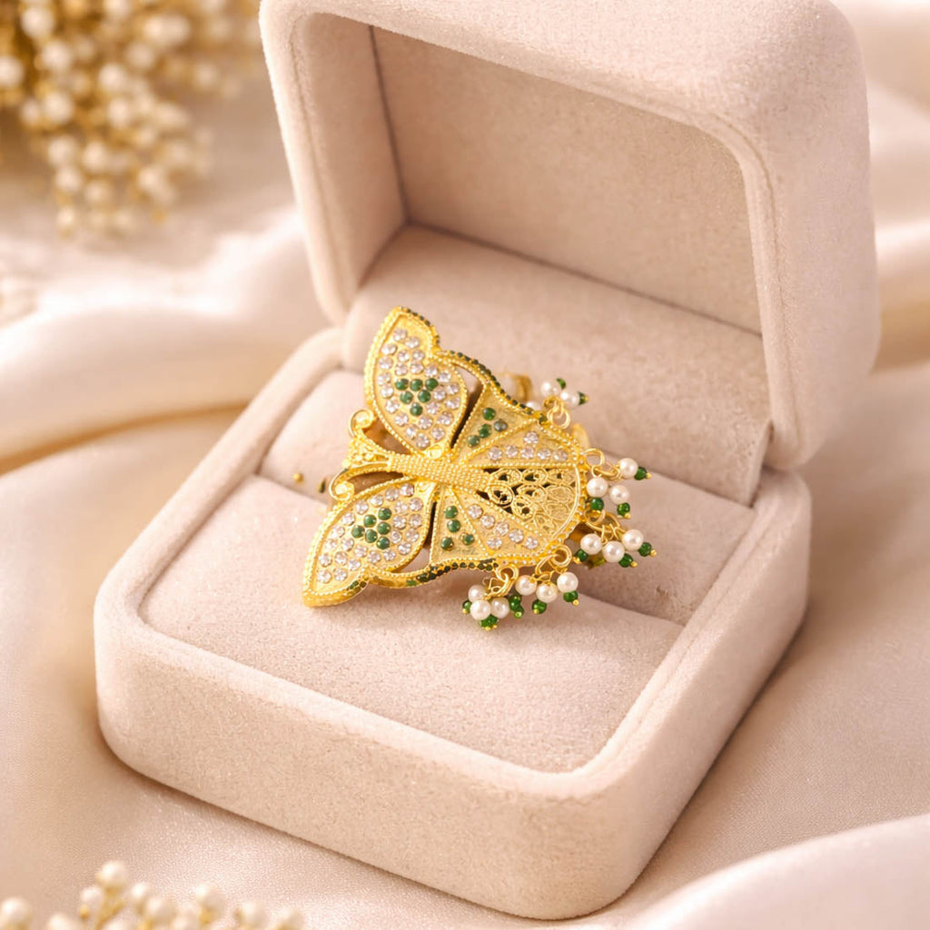 Green Color Butterfly Big Size Fashion Rings