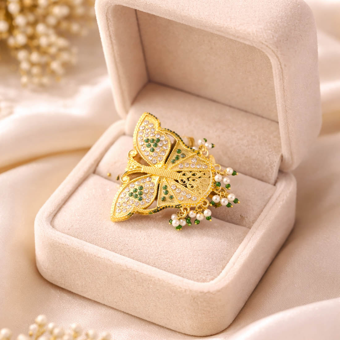 Green Color Butterfly Big Size Fashion Rings