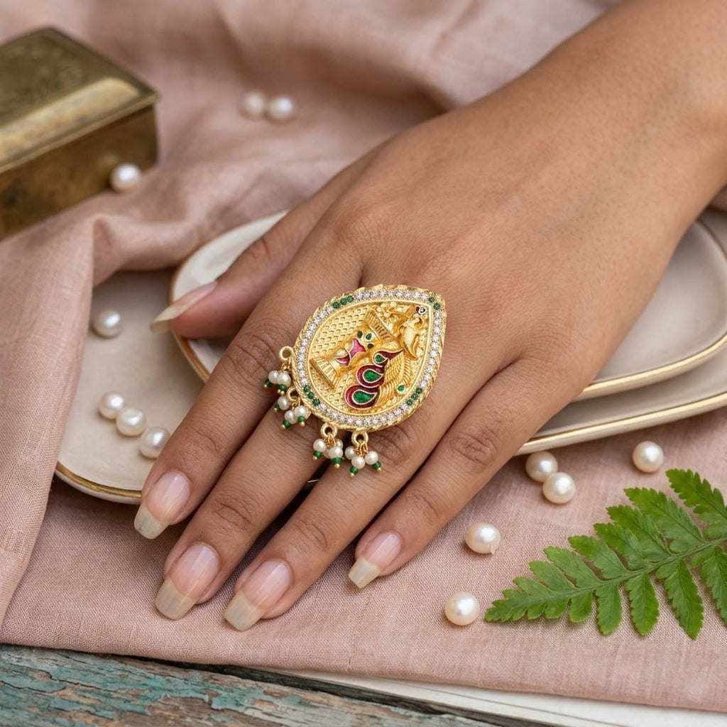 Maroon & Green Color Big Size Fashion Rings