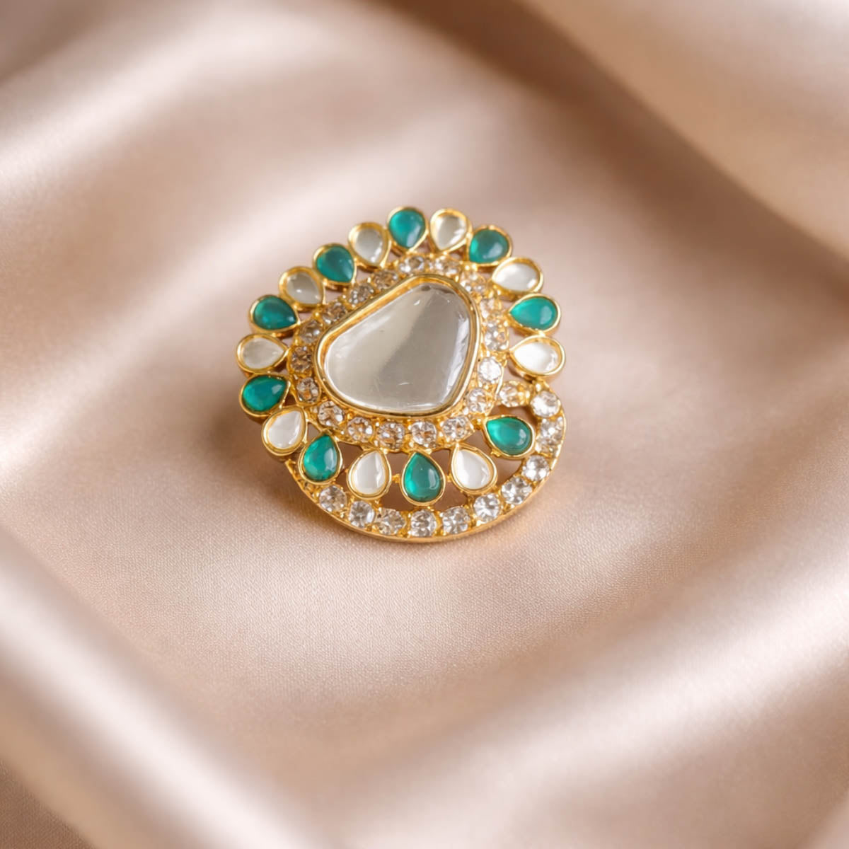 Green Color Stone Fashion Ring