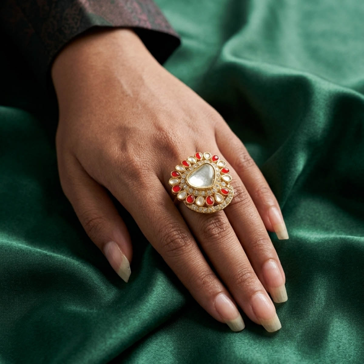 Red Color Stone Fashion Ring