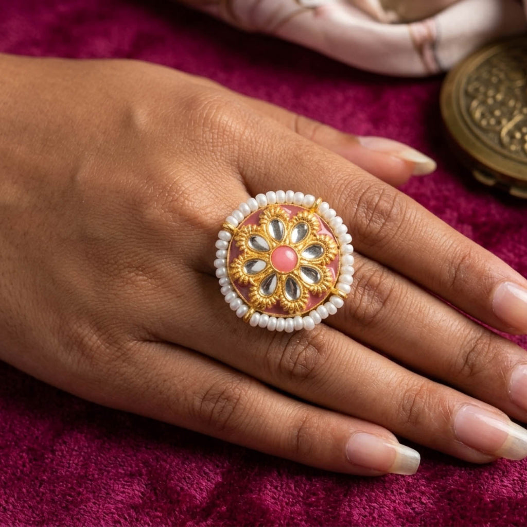 Pink Color Stone Fashion Ring