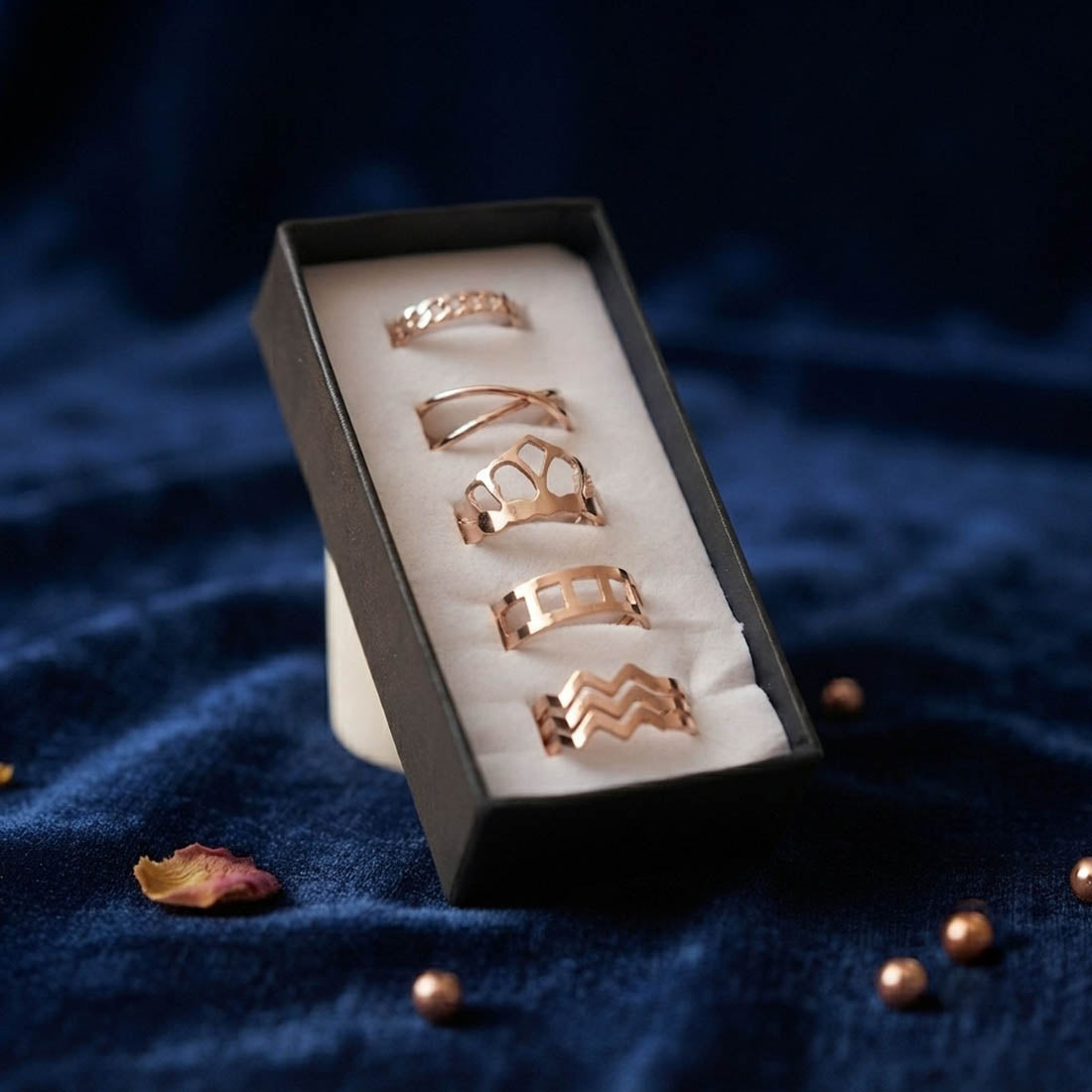 Gold Color Assorted Design Fashion Rings Combo Of 5 Pieces Perfect for Casual and Party Wear