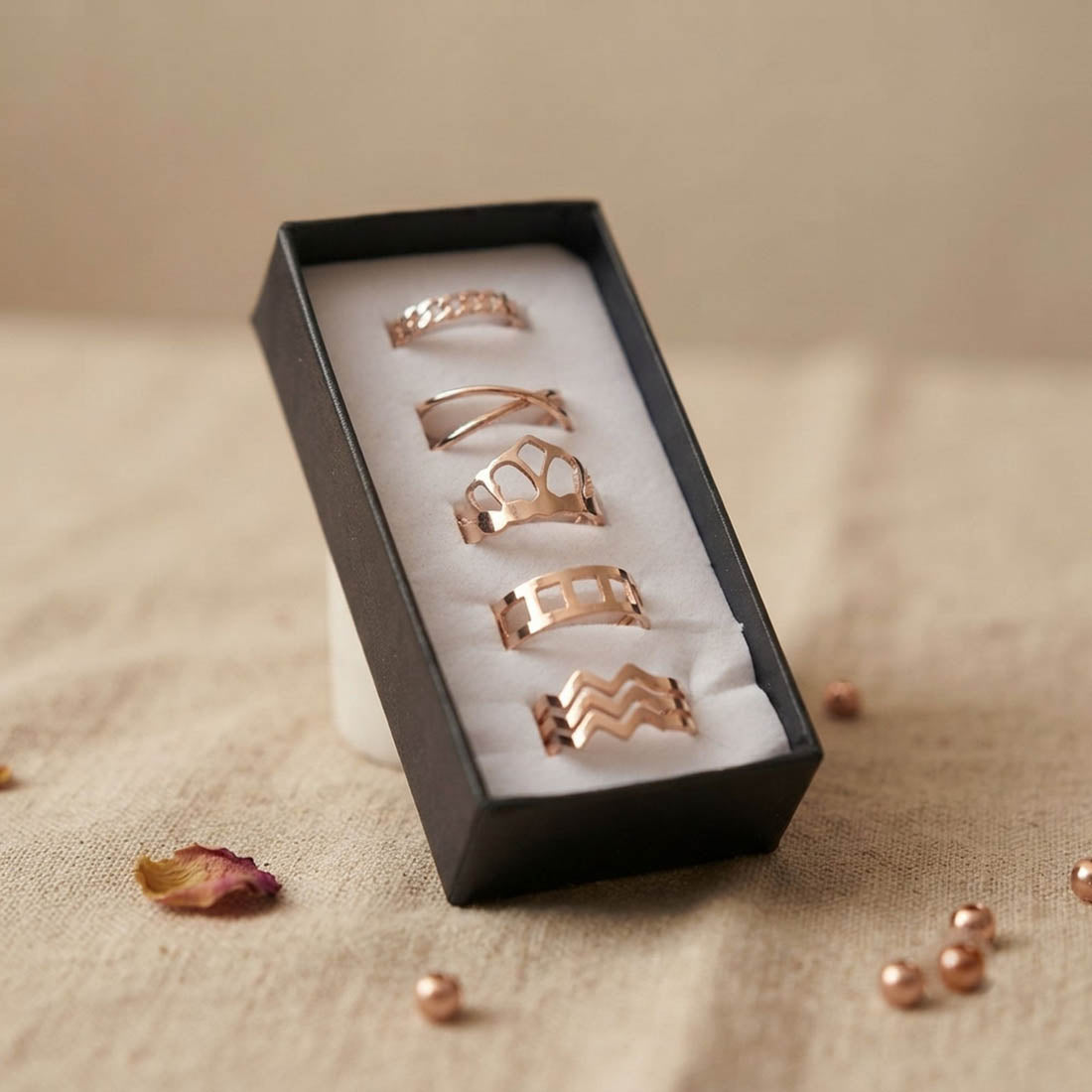 Gold Color Assorted Design Fashion Rings Combo Of 5 Pieces Perfect for Casual and Party Wear