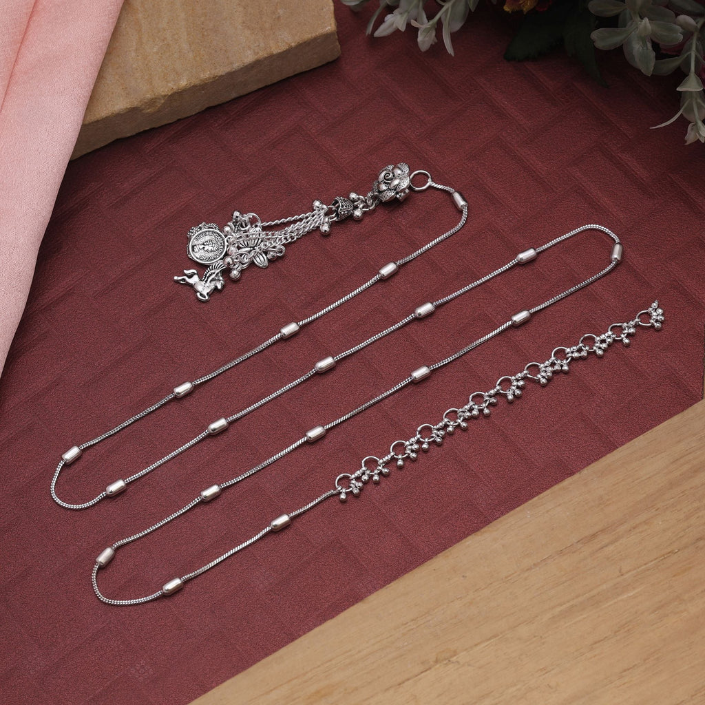 Silver Color Oxidised Kamarband Designed For Traditional Attire And Cultural Functions