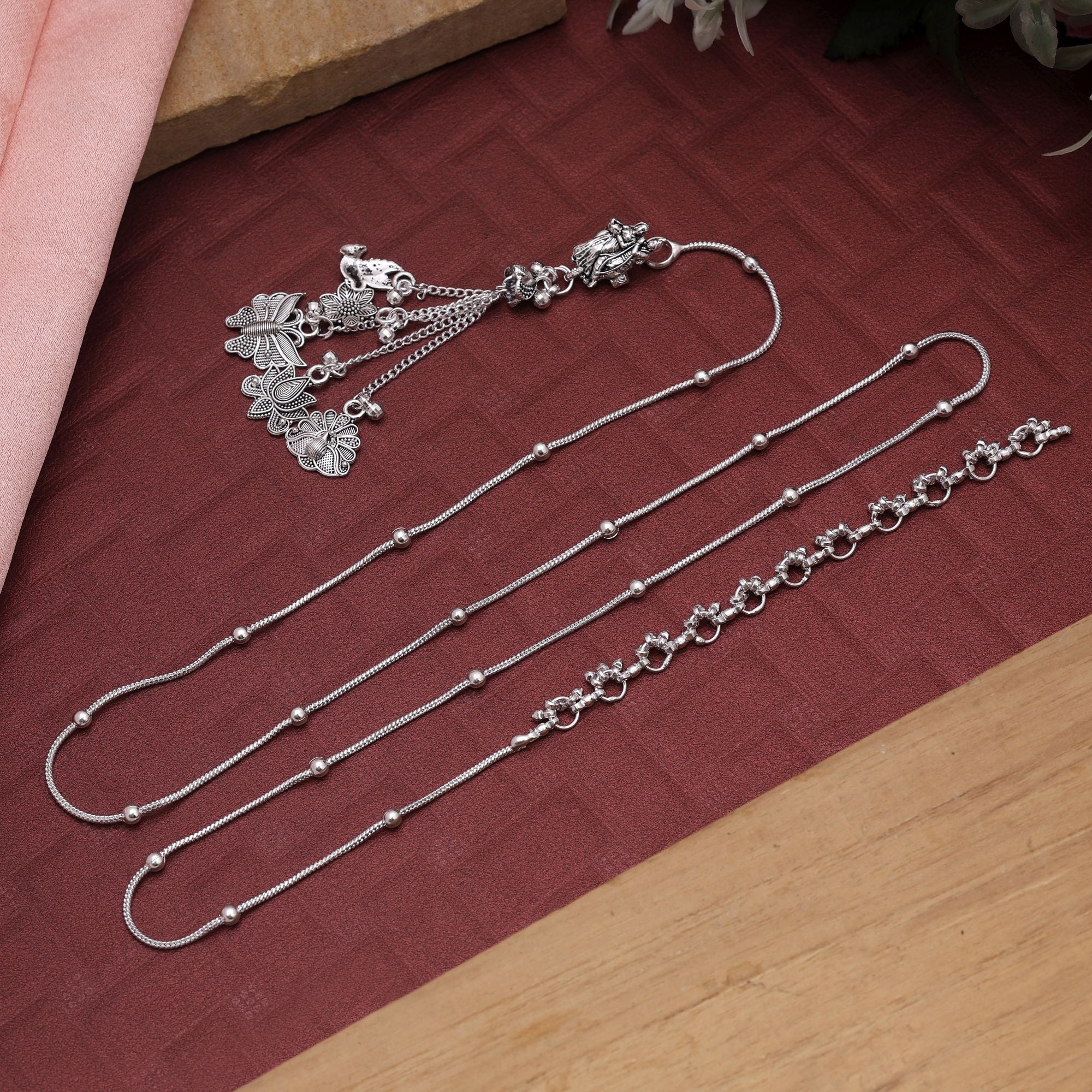 Silver Color Oxidised Kamarband Featuring Antique Finish For Graceful Styling