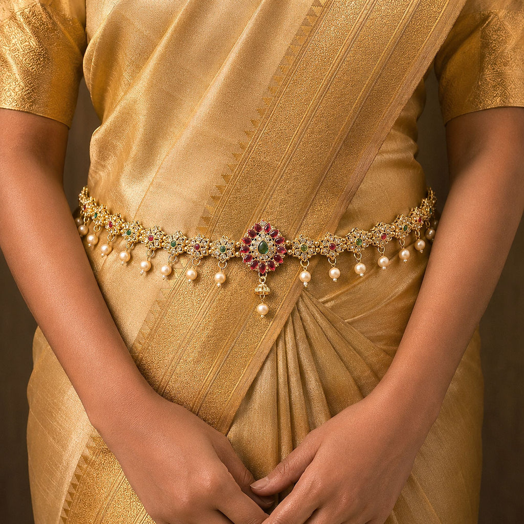 Rani & Green Color Temple Kamarband Traditional Bridal Jewelry