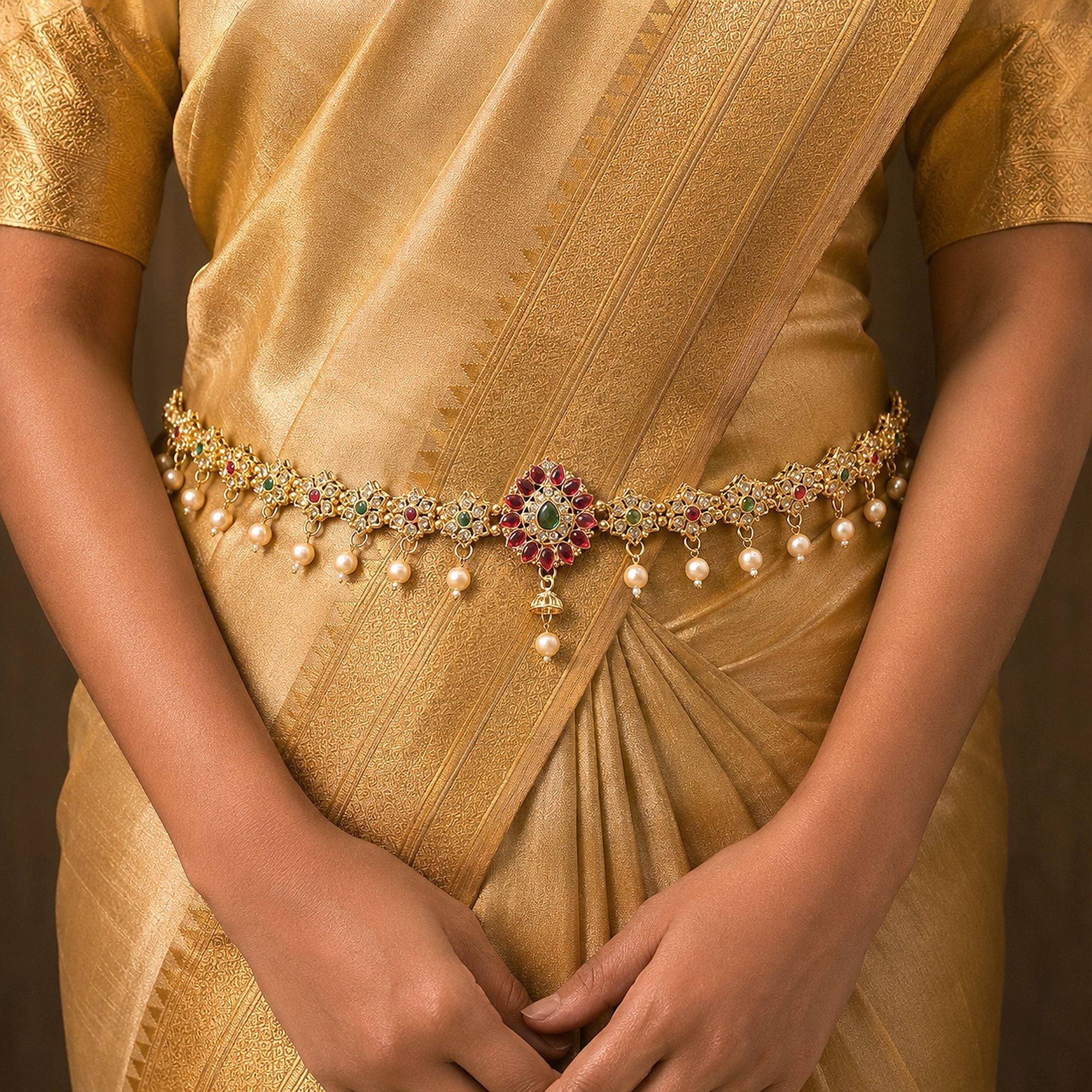 Rani & Green Color Temple Kamarband Traditional Bridal Jewelry
