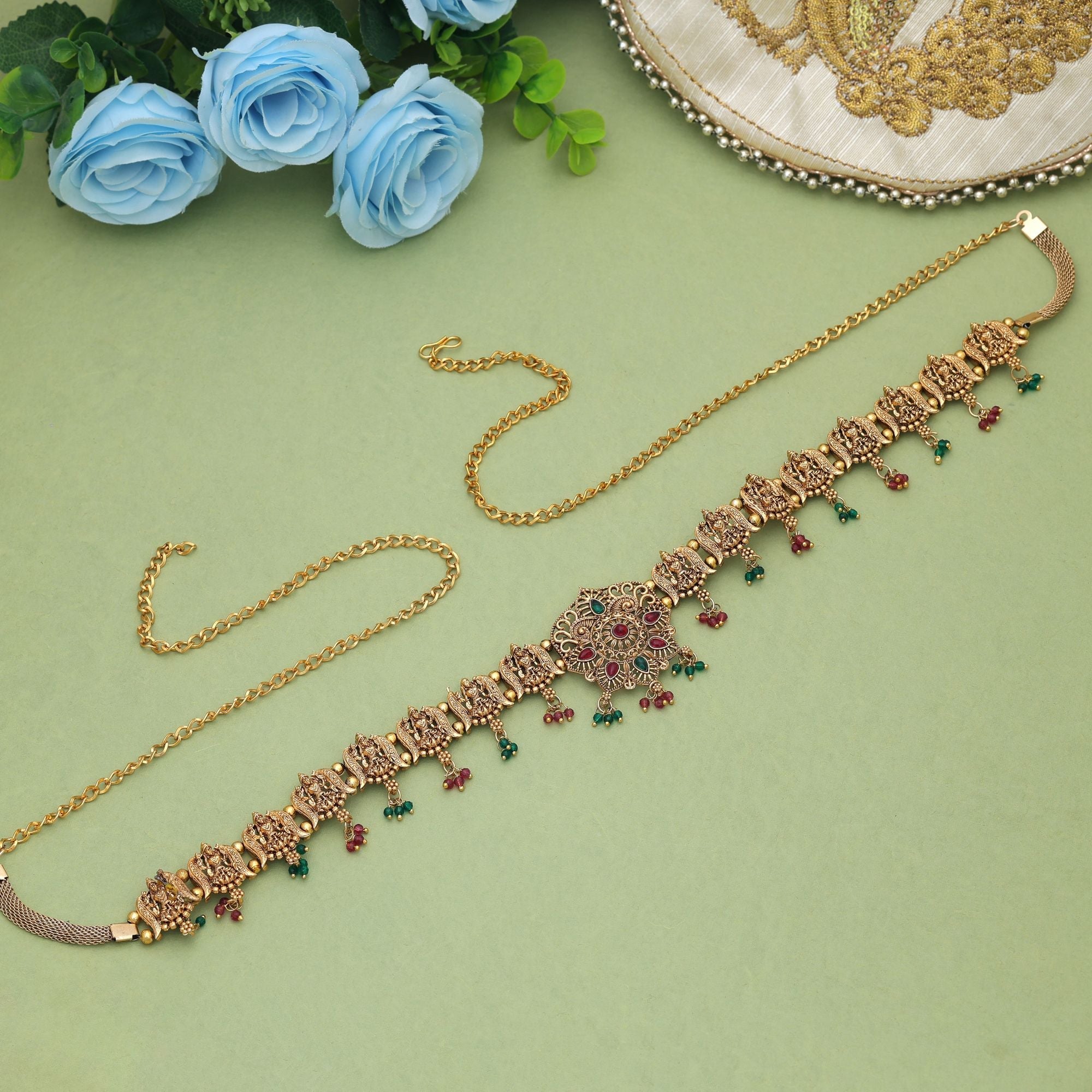 Rani & Green Color Temple Kamarband Wedding Jewelry Collection