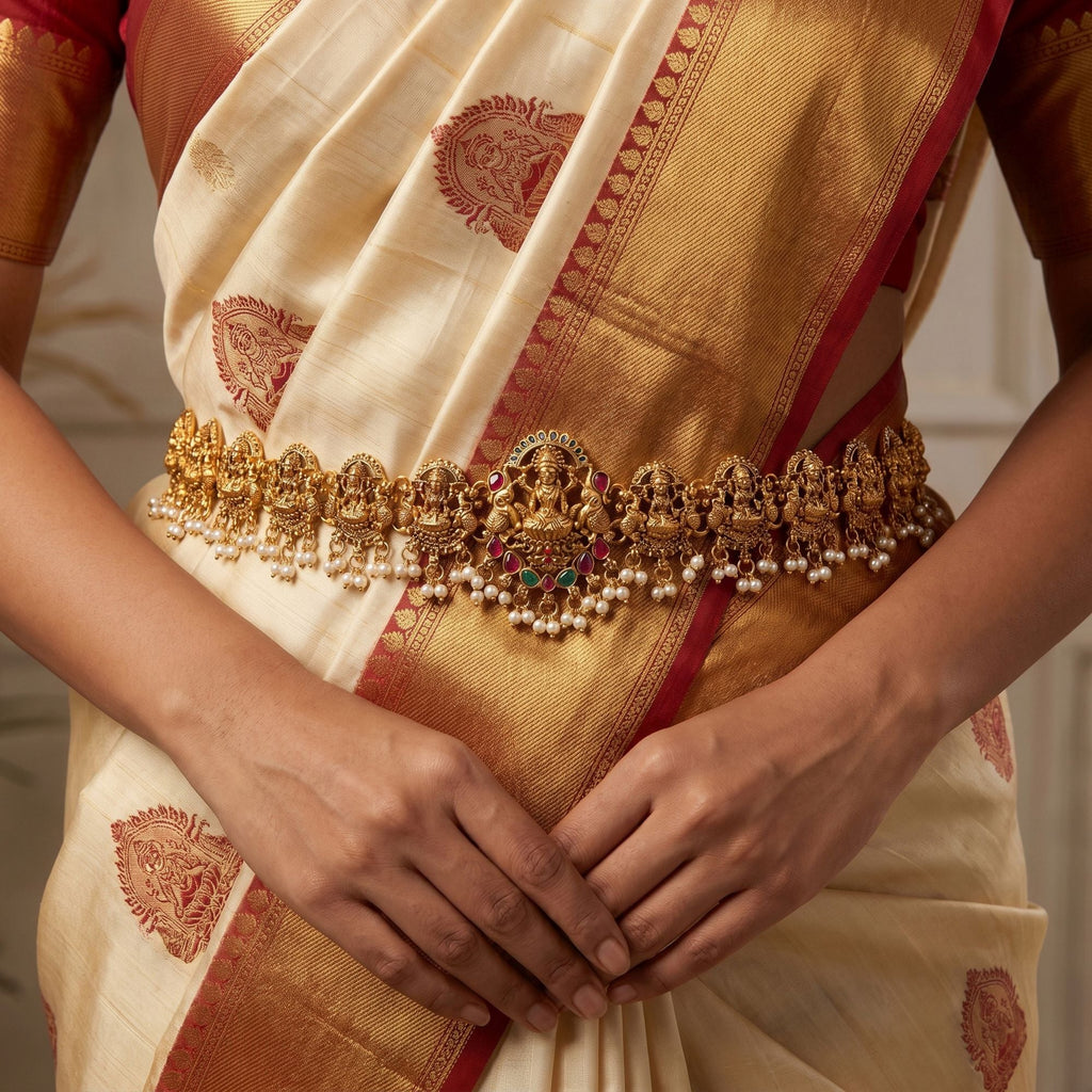 Rani & Green Color Temple Kamarband Traditional Festive Wear
