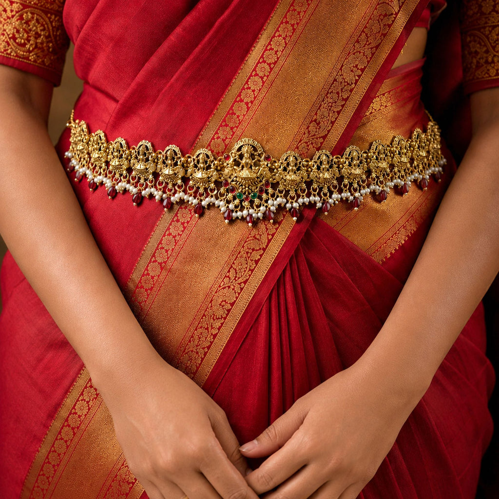 Maroon Color Temple Kamarband South Indian Temple Artwork
