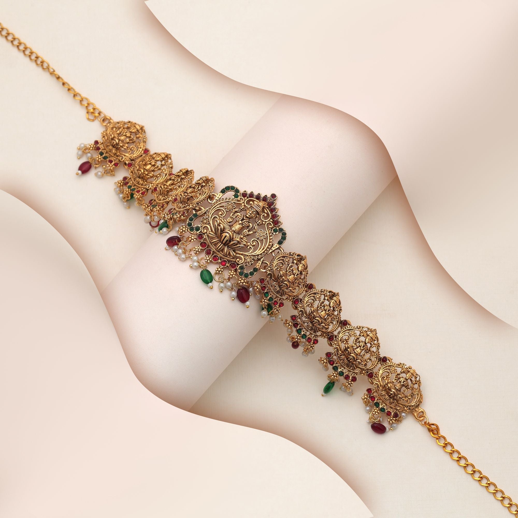 Maroon & Green Color Temple Kamarband Ethnic Jewelry Finish
