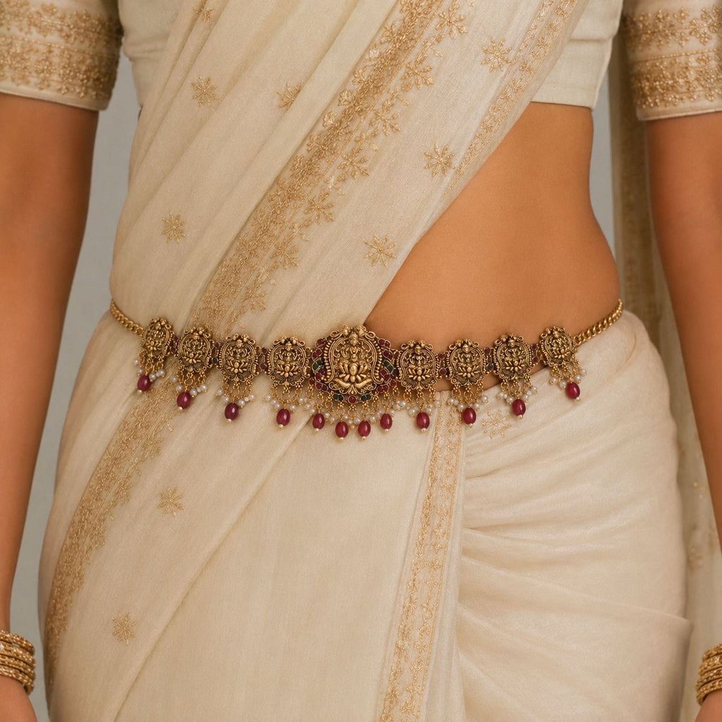 Maroon Color Temple Kamarband Cultural Ethnic Party Wear