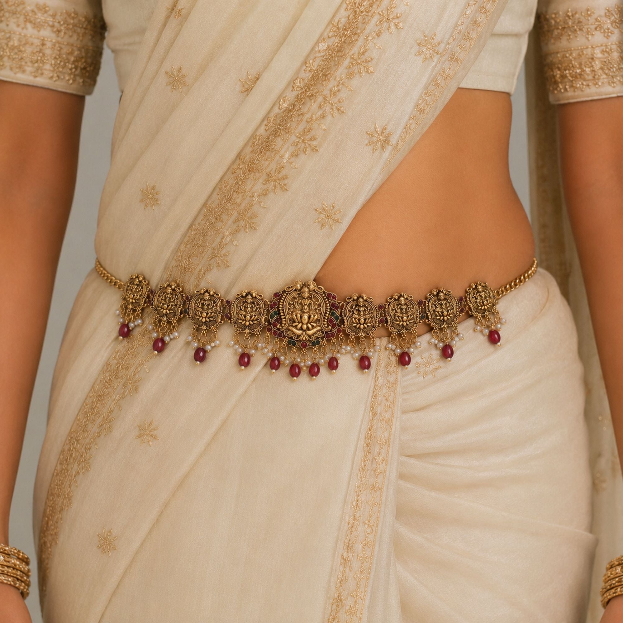 Maroon Color Temple Kamarband Cultural Ethnic Party Wear