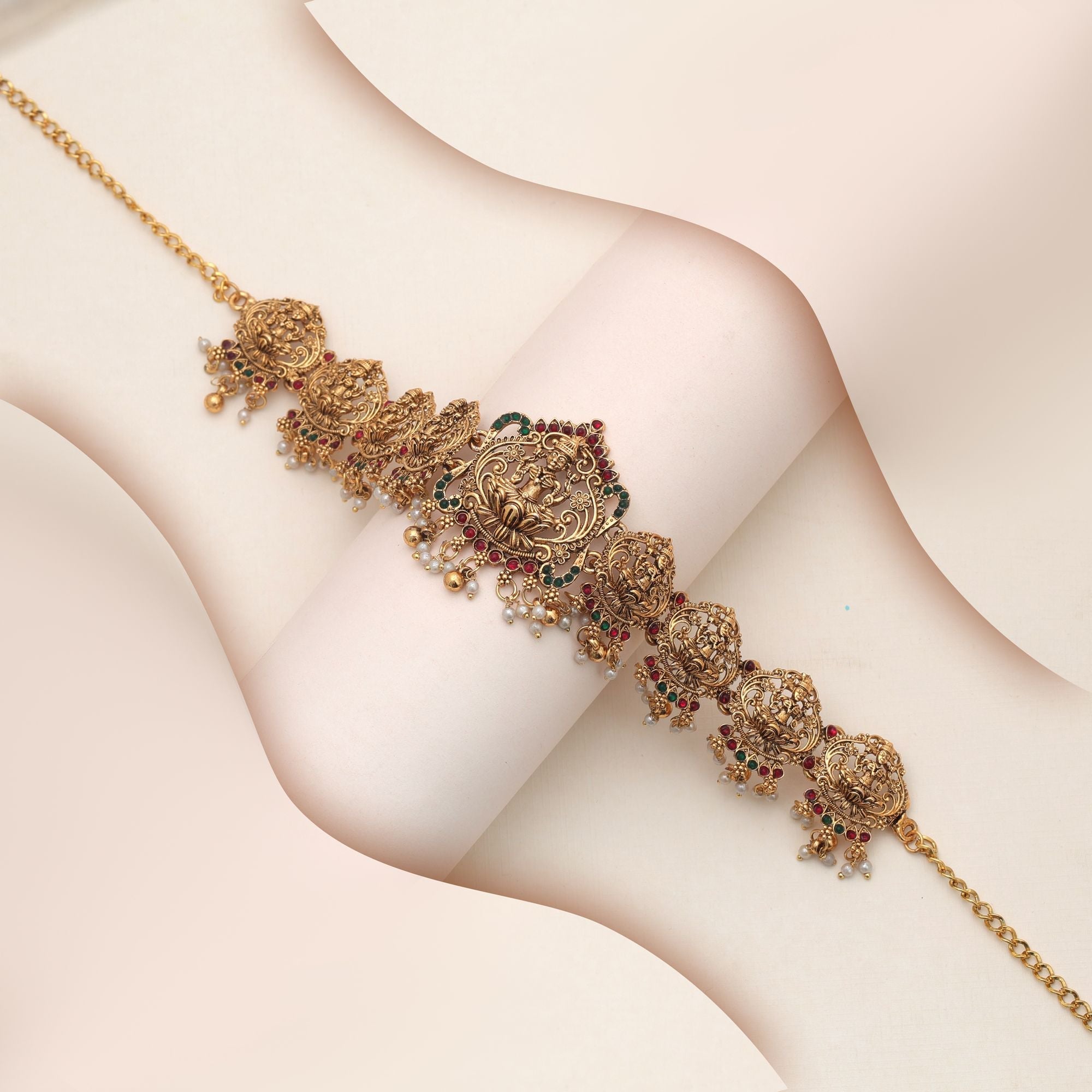 Maroon & Green Color Temple Kamarband Festive Wedding Collection