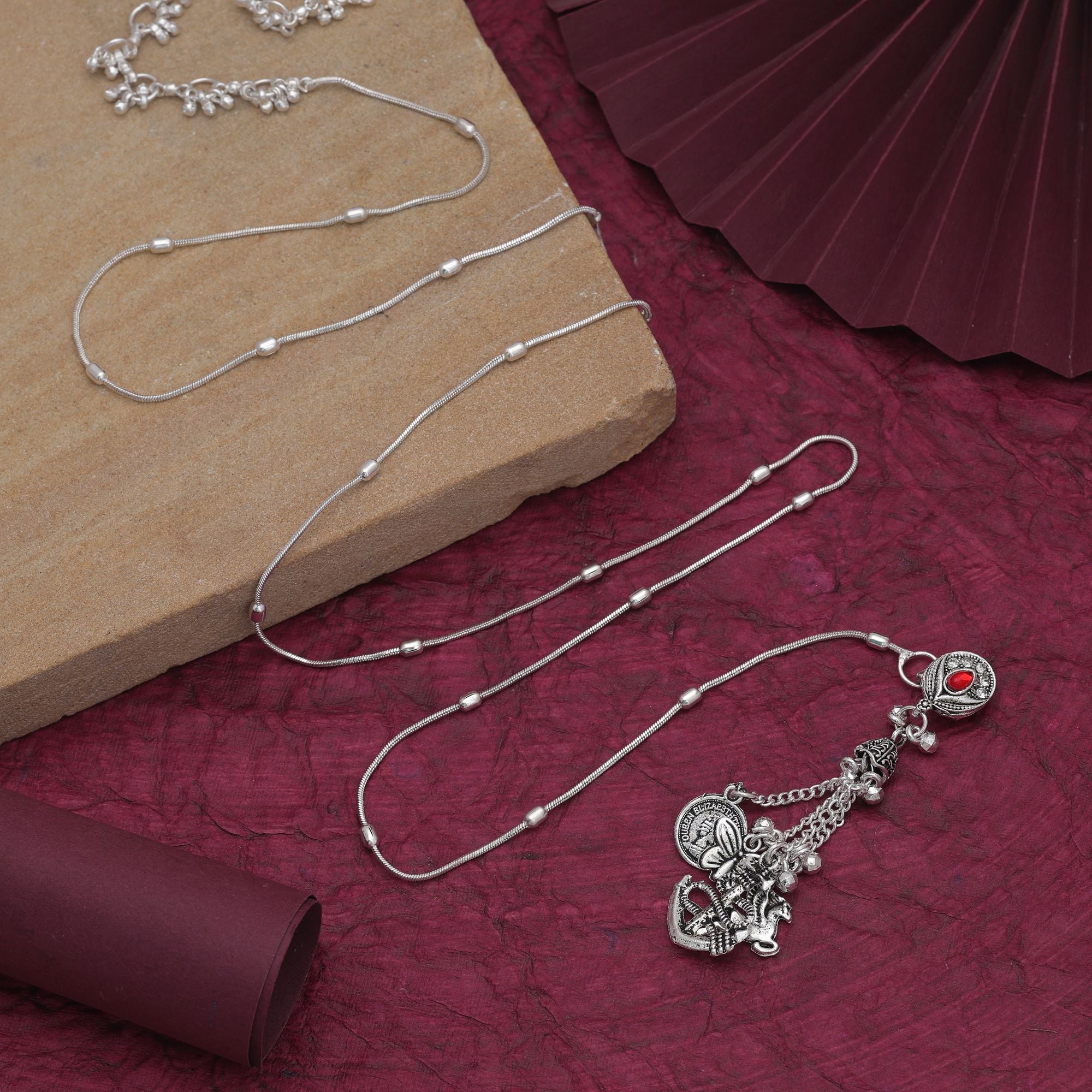 Red Color Graceful Oxidised Kamarband For Women