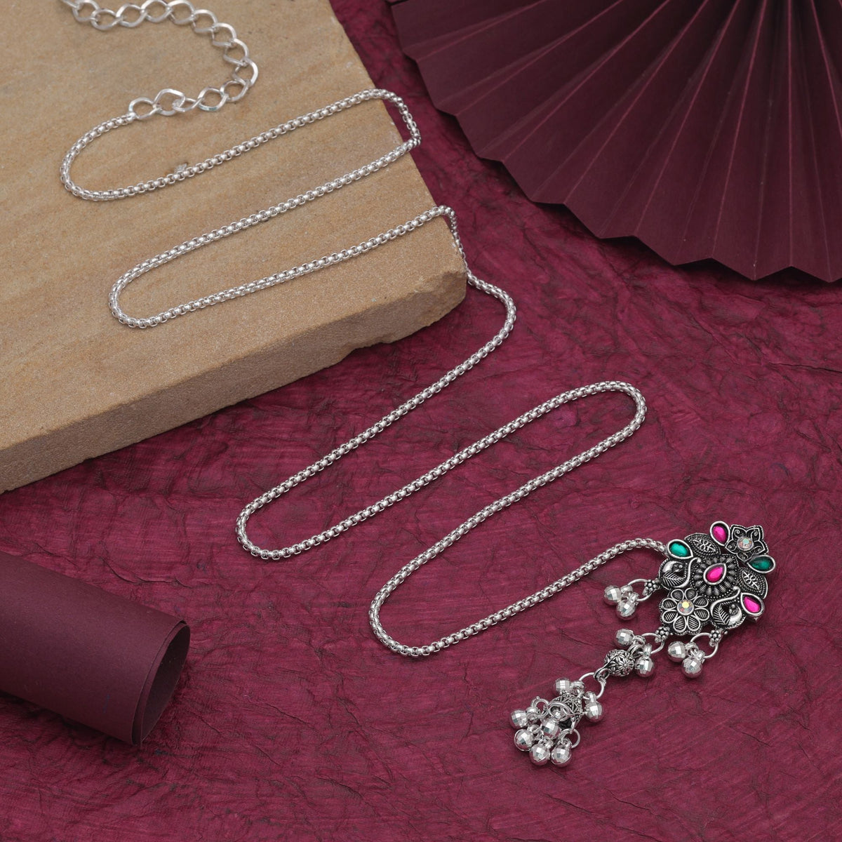 Pink & Green Color Ethnic Oxidised Kamarband