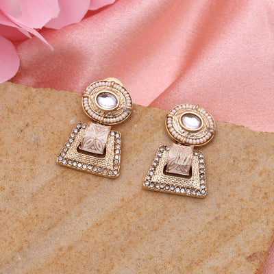 White Color Matte Gold Earrings