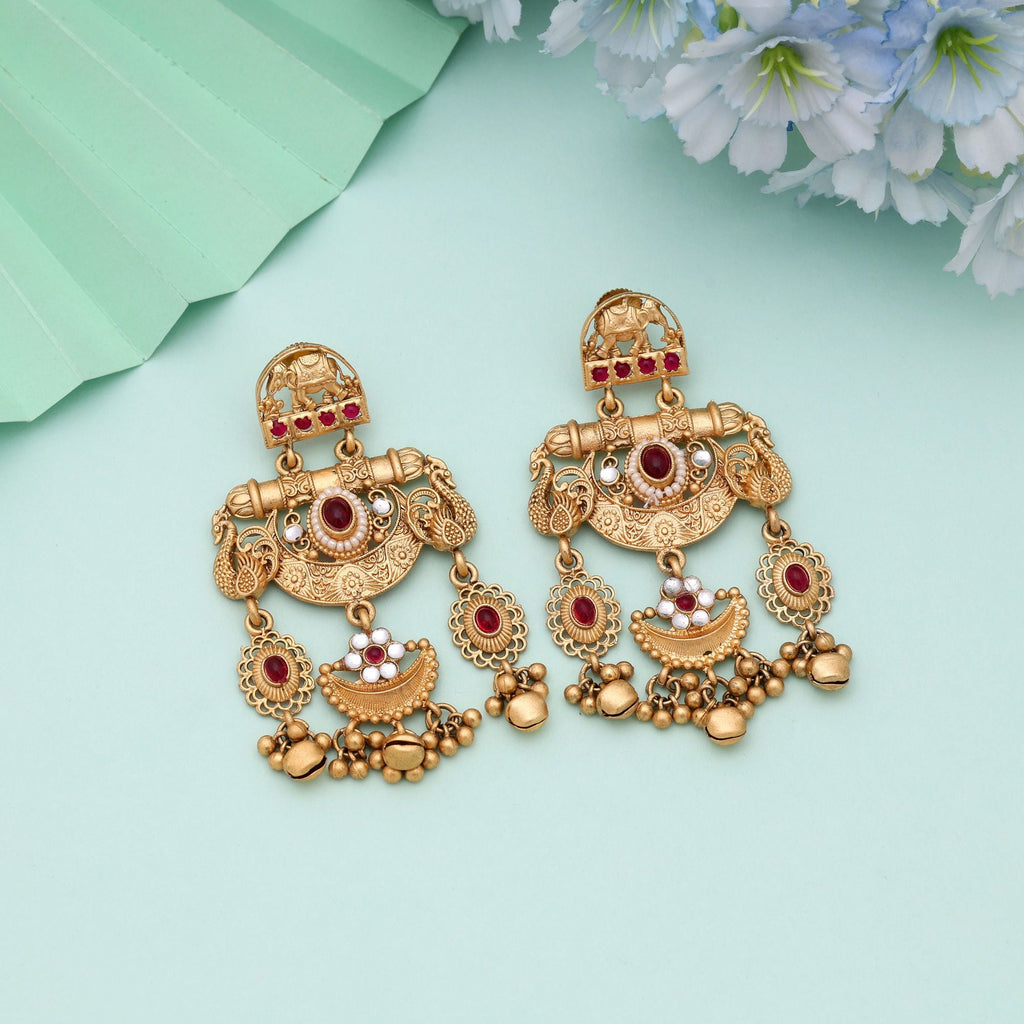 Rani Color Designer Matte Gold Earrings