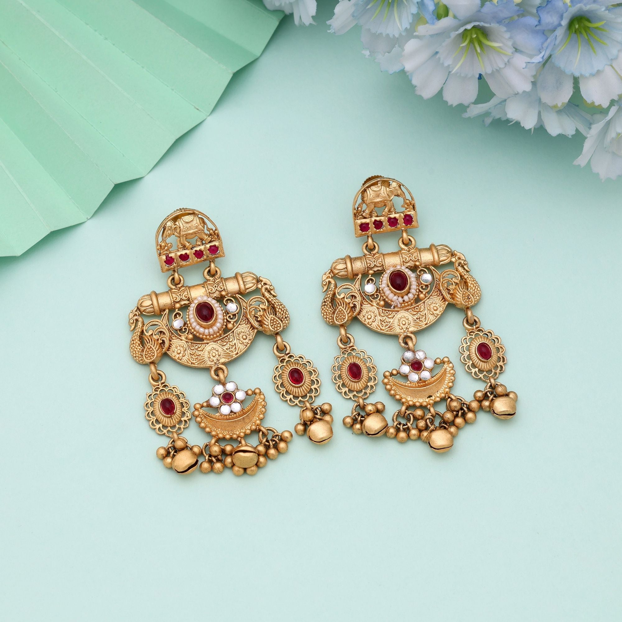 Rani Color Designer Matte Gold Earrings