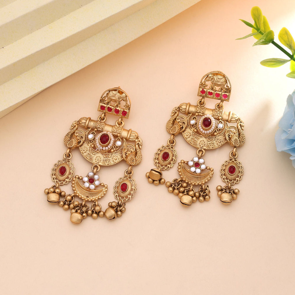 Rani Color Designer Matte Gold Earrings