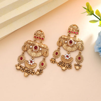 Rani Color Designer Matte Gold Earrings