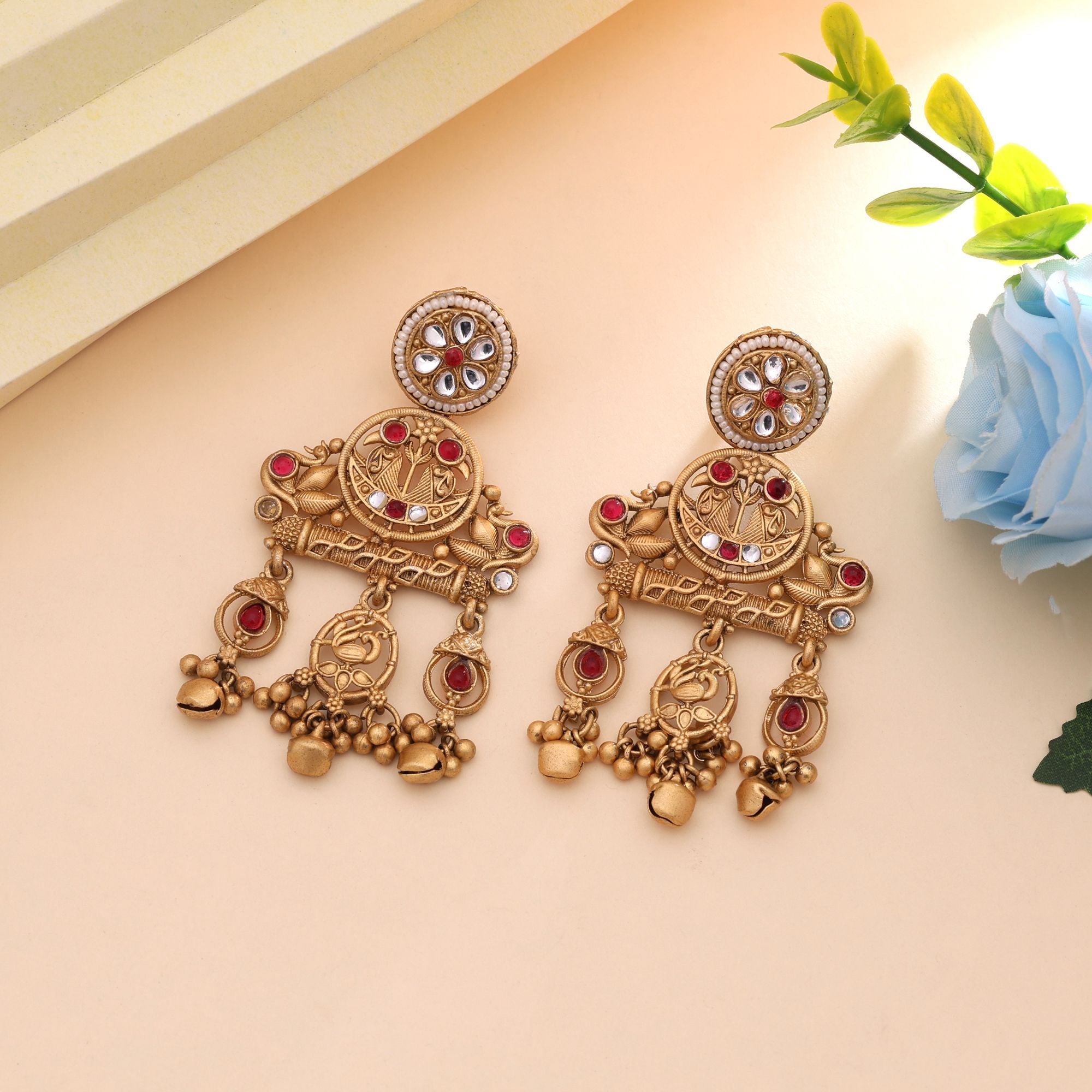 Rani Color Occasion Matte Gold Earrings