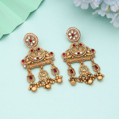 Rani Color Occasion Matte Gold Earrings