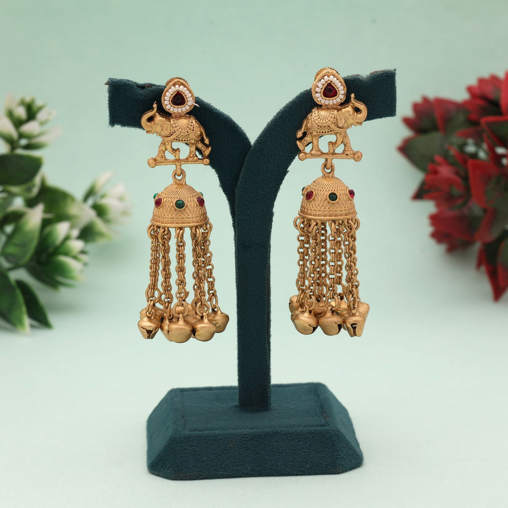Rani & Green Color Classic Matte Gold Earrings