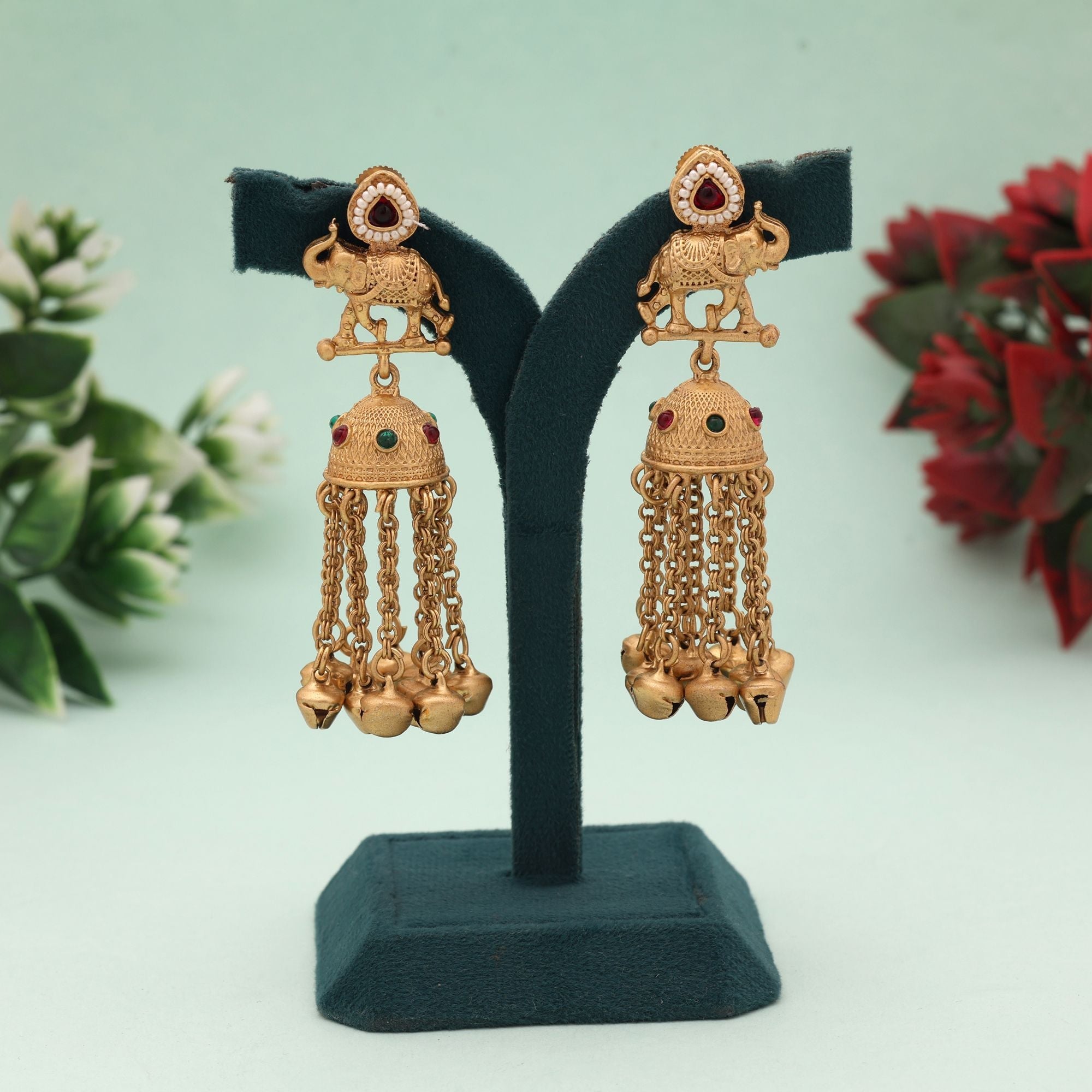 Rani & Green Color Classic Matte Gold Earrings