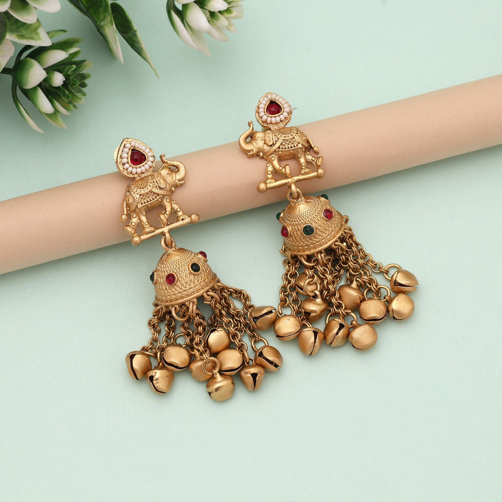 Rani & Green Color Classic Matte Gold Earrings