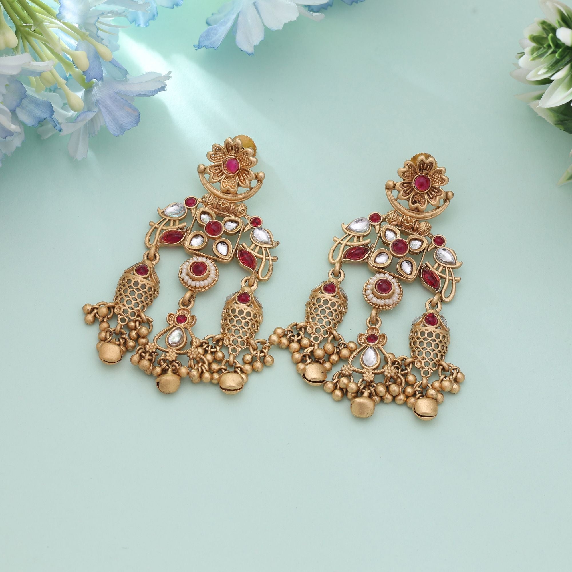 Rani Color Party Matte Gold Earrings