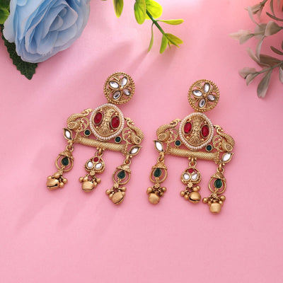 Rani & Green Color Statement Matte Gold Earrings