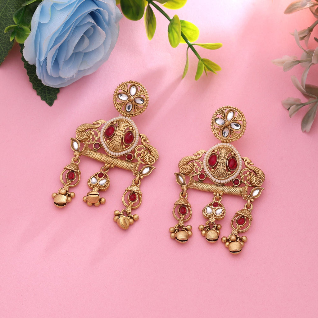 Rani Color Wedding Matte Gold Earrings