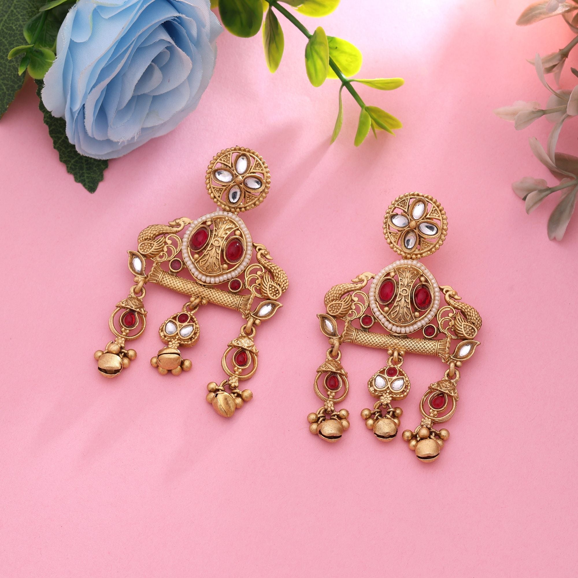 Rani Color Wedding Matte Gold Earrings