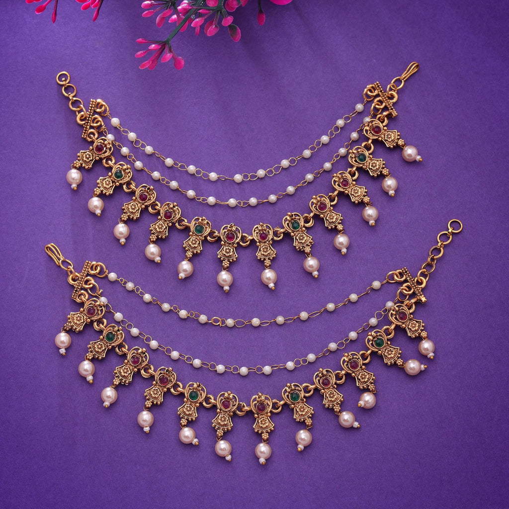 Rani & Green Color Antique Earrings Chain