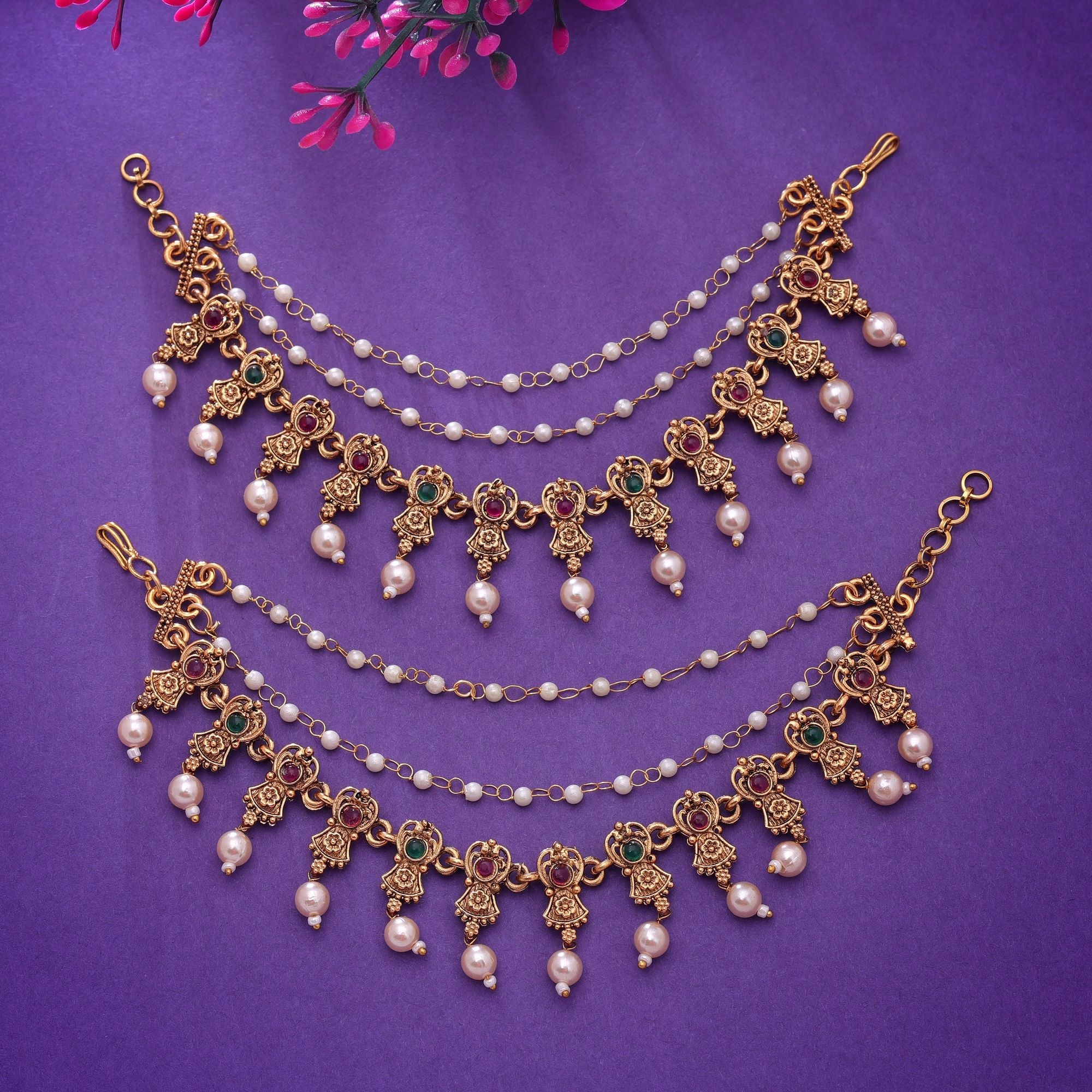 Rani & Green Color Antique Earrings Chain