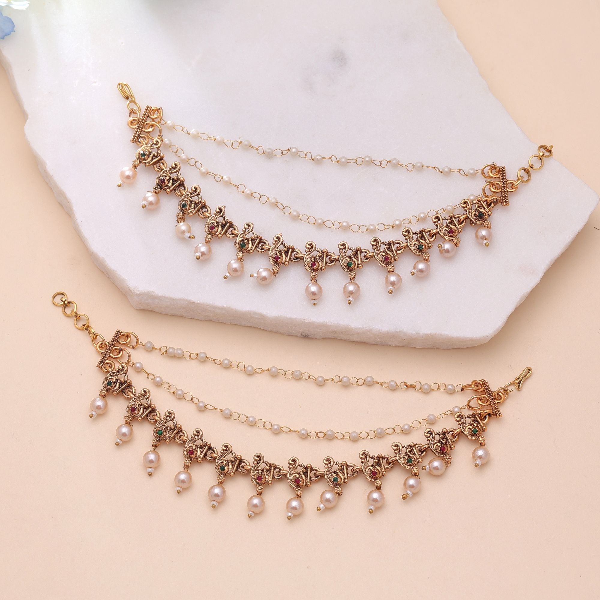 Rani & Green Color Heritage Earrings Chain
