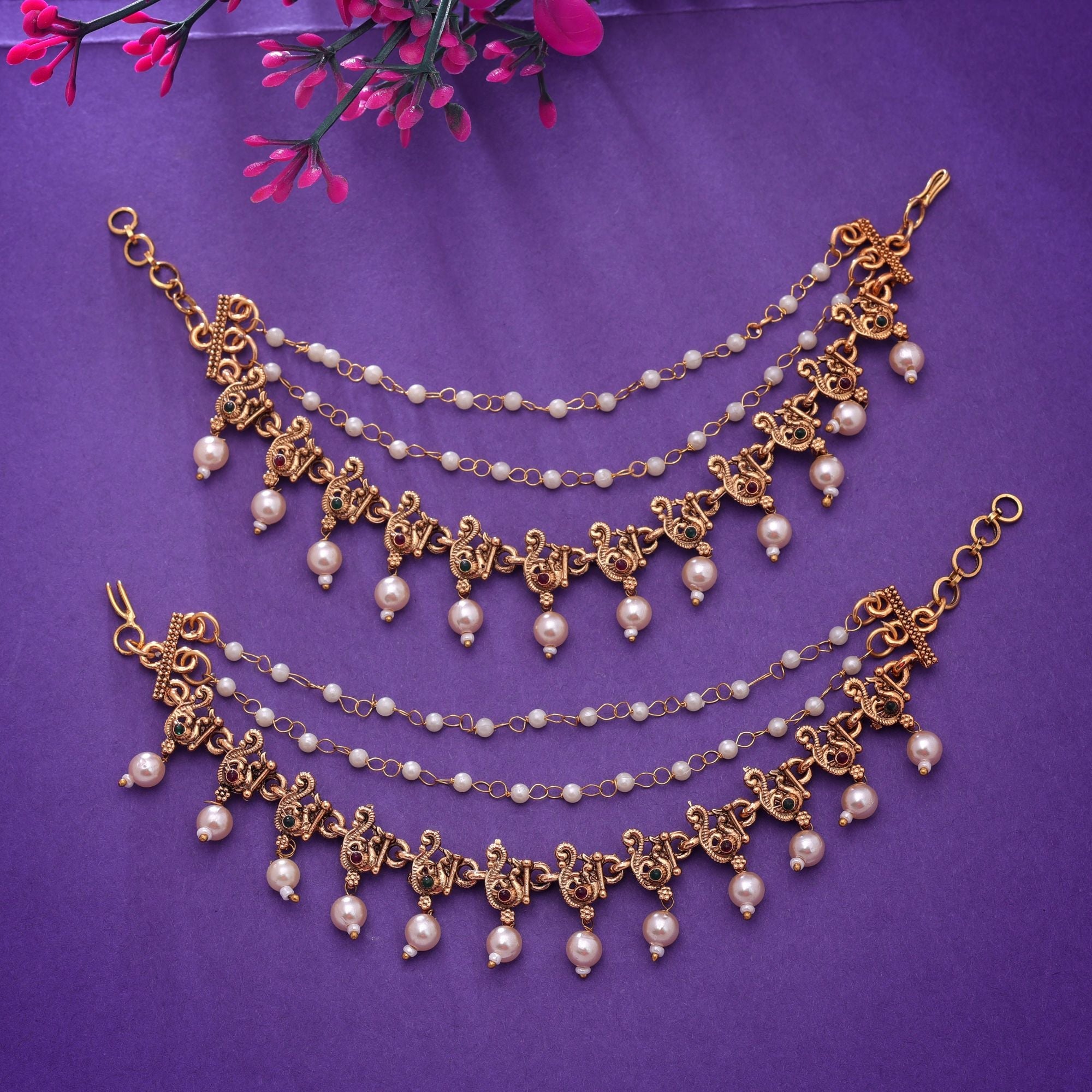 Rani & Green Color Heritage Earrings Chain