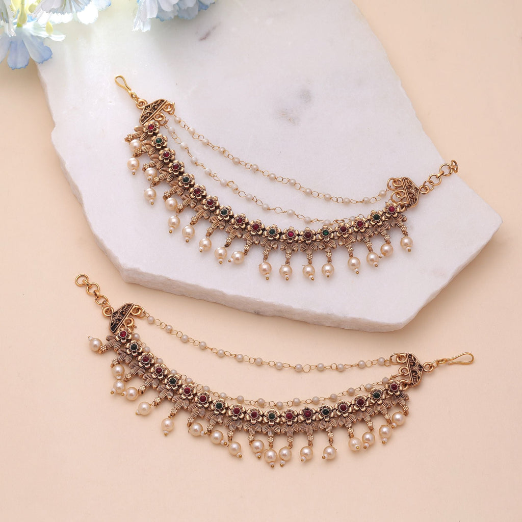 Rani & Green Color Cultural Earrings Chain