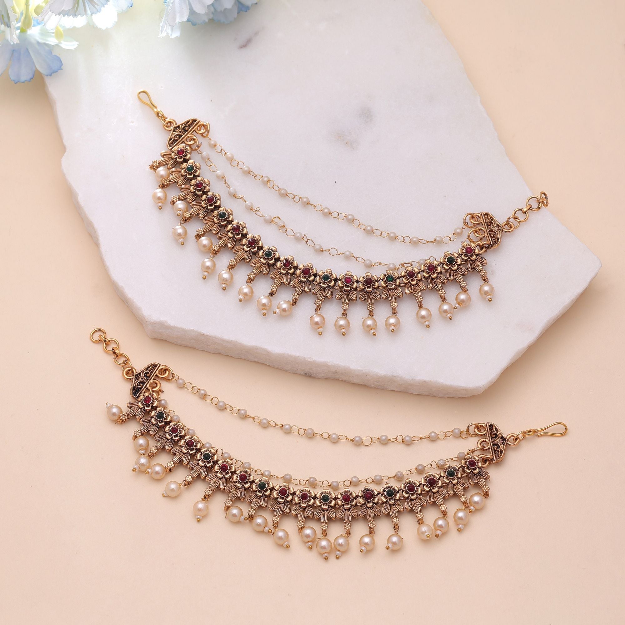 Rani & Green Color Cultural Earrings Chain
