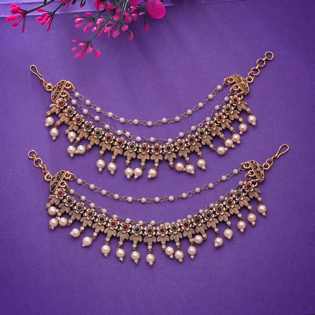 Rani & Green Color Cultural Earrings Chain