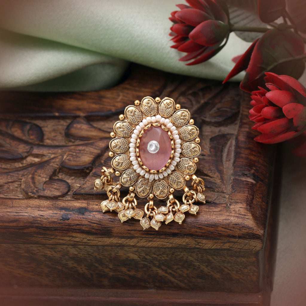 Pink Color Matte Gold Rings