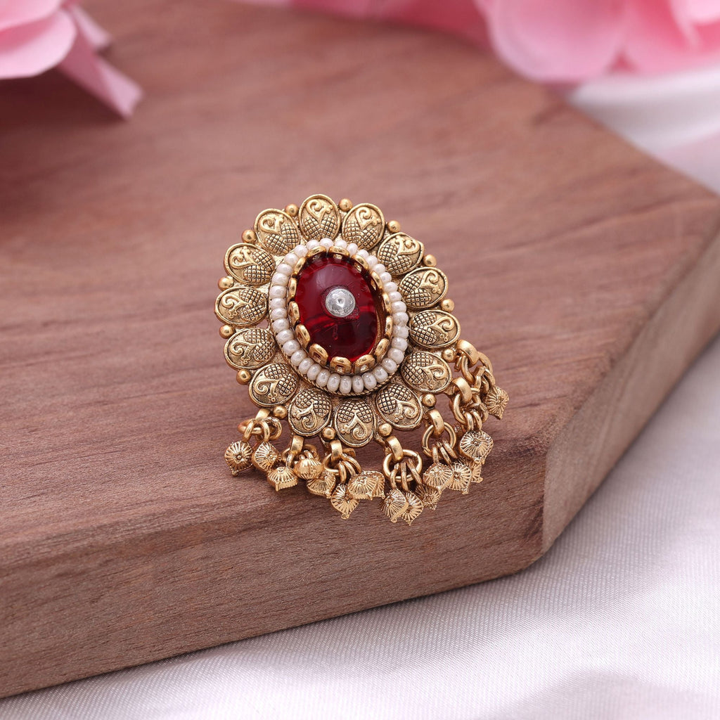 Red Color Matte Gold Rings