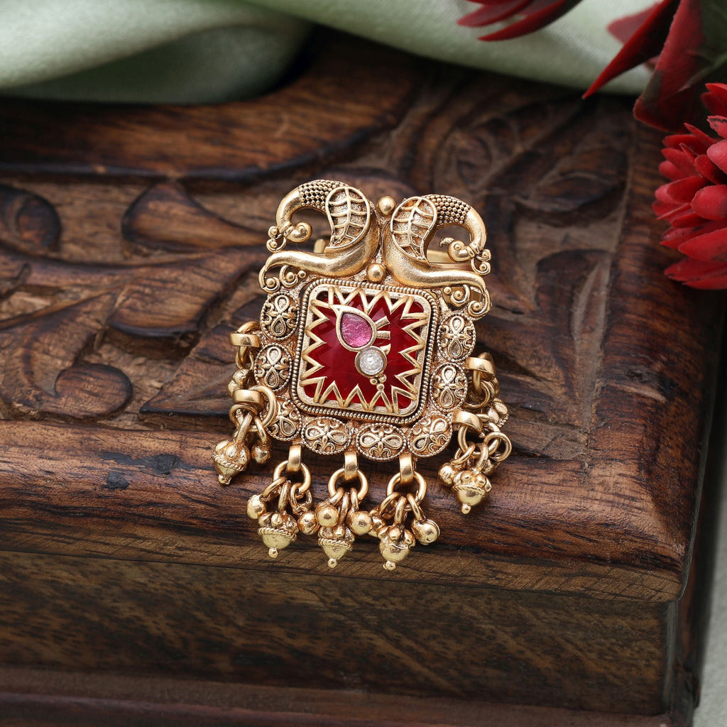 Red Color Matte Gold Rings