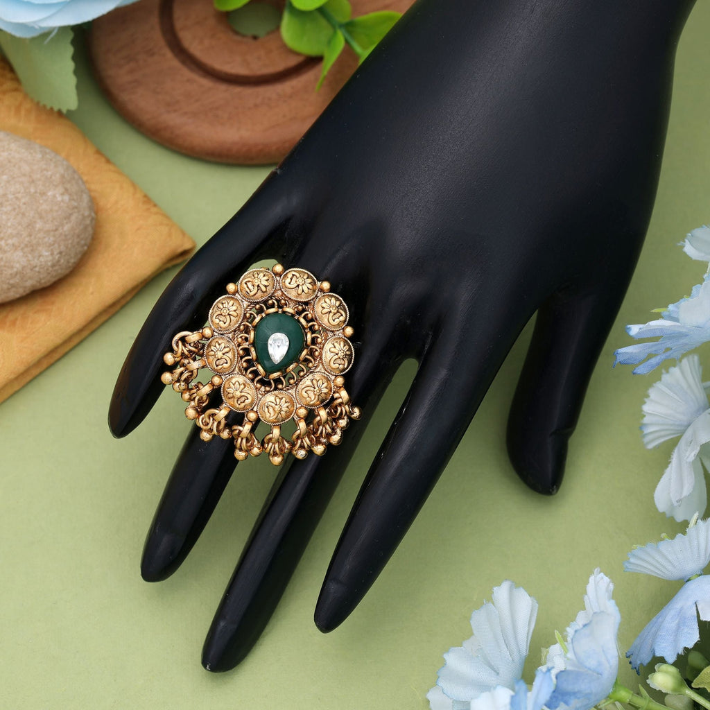Green Matte Gold Rings Classic