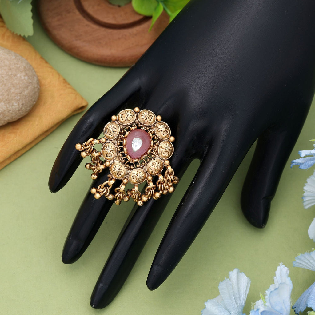 Pink Matte Gold Rings Minimal