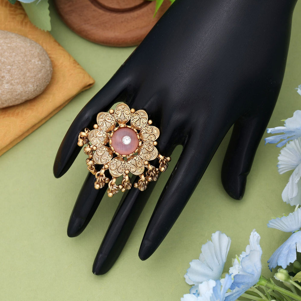 Pink Matte Gold Rings Daily Wear