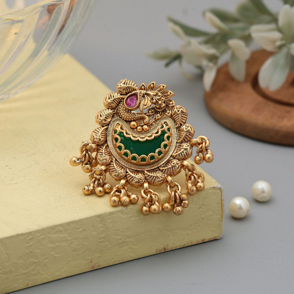 Green Matte Gold Rings Classic